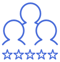 Customer satisfaction blue icon