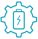 Energy optimisation blue icon