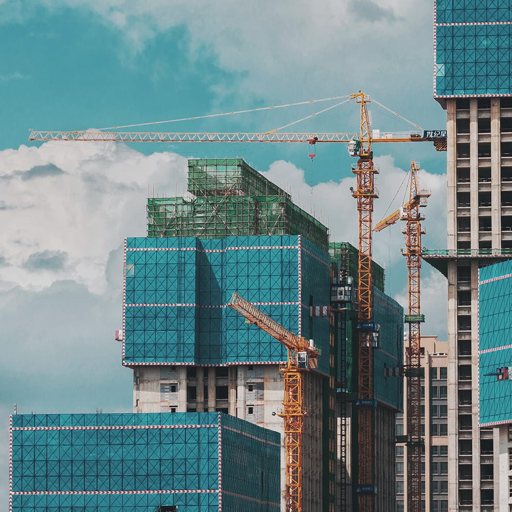 UK cityscape with construction work