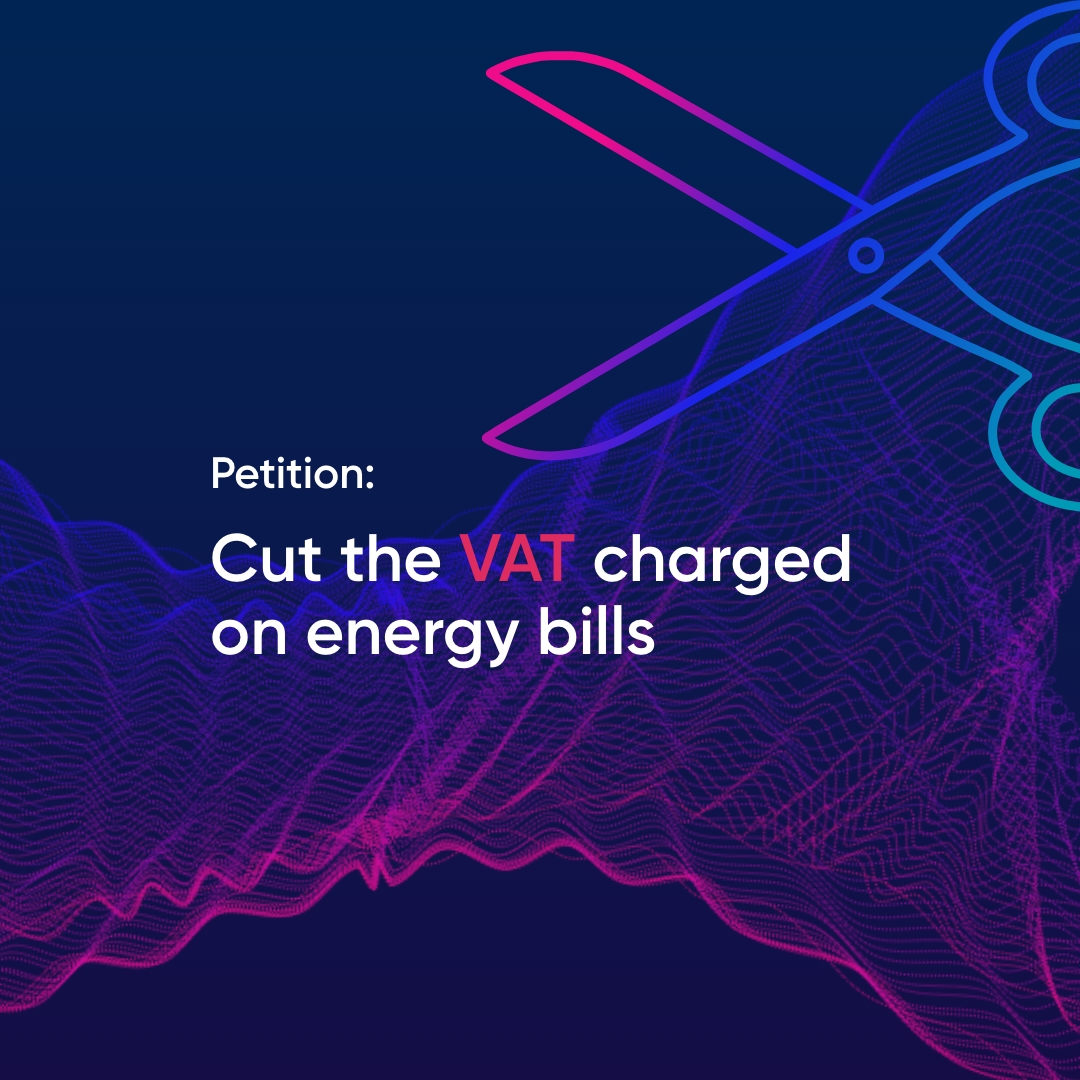 Cut the VAT charged on energy bills scissor graphic