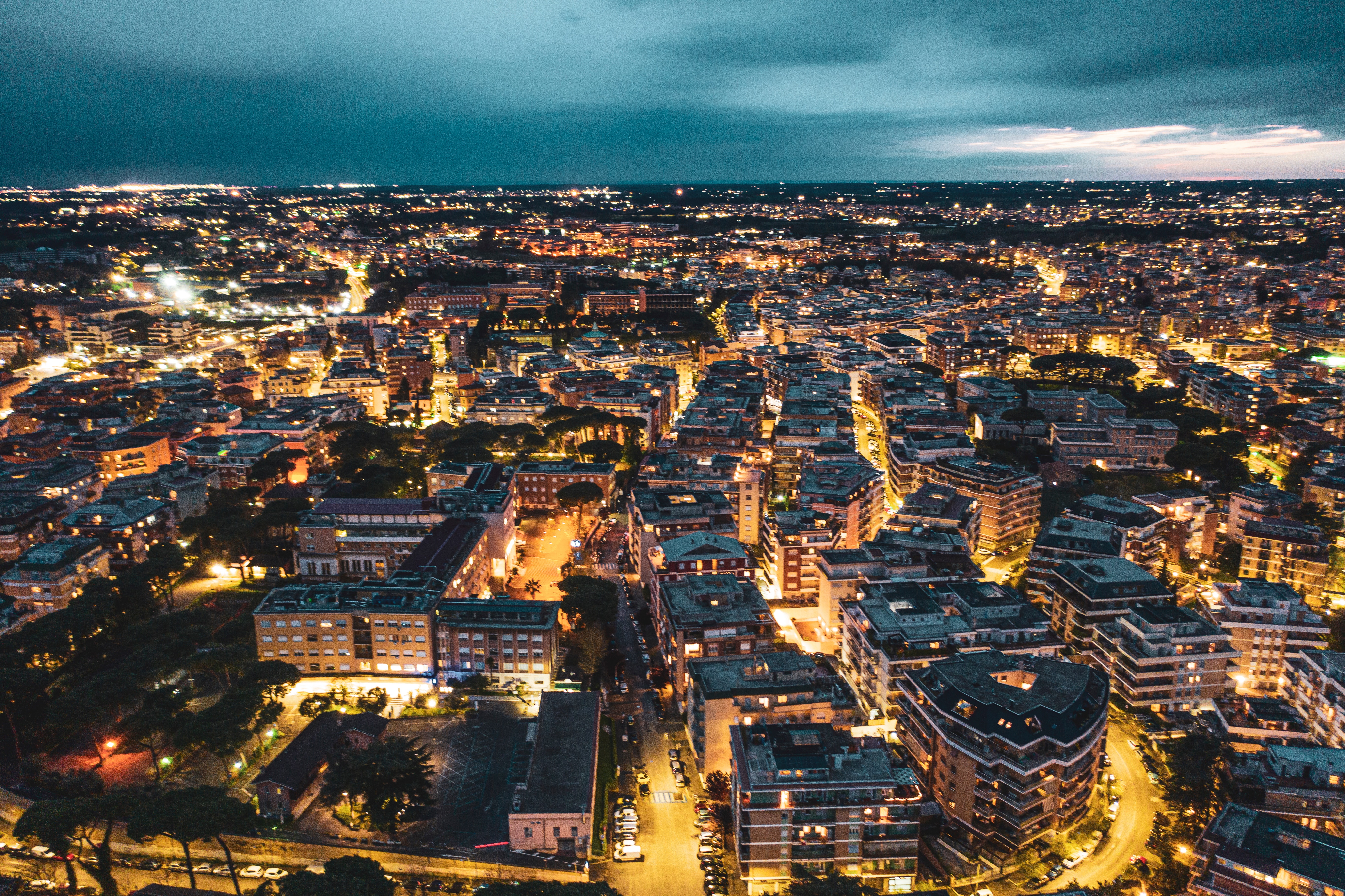 UK cityscape with build to rent buildings at night